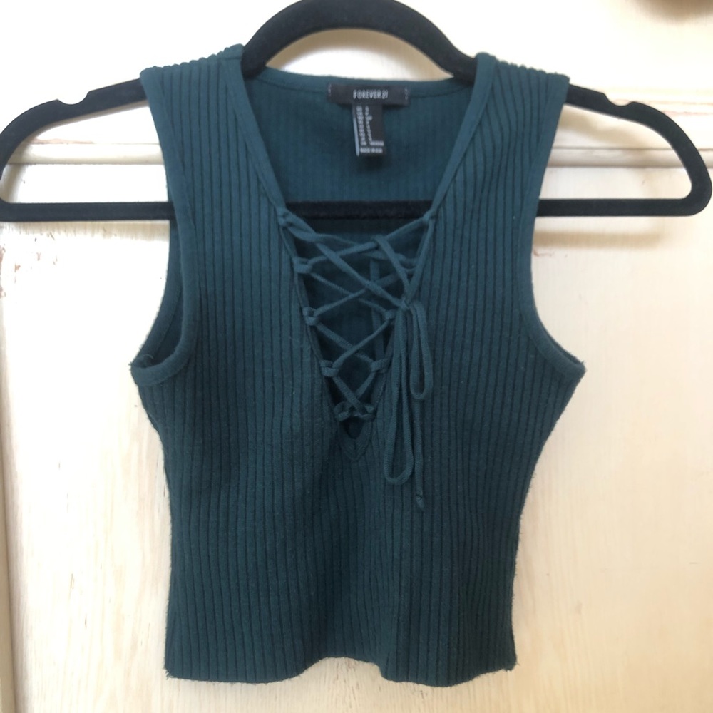 Forever 21 ribbed tie up crop top